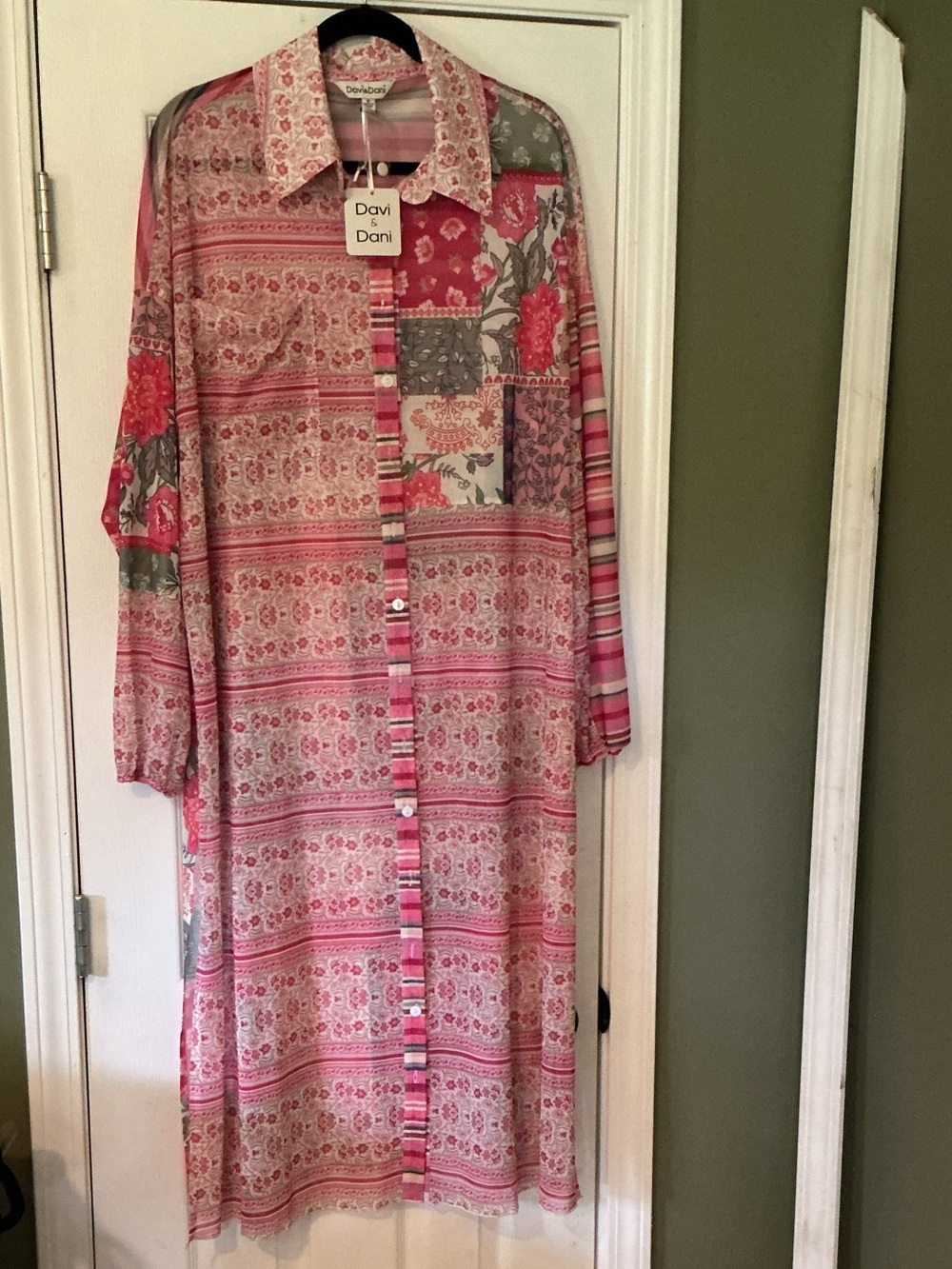 Davi & Dani Sz M NWT Santorini Maxi Top Dress Coverup Sheer Long Sleeve